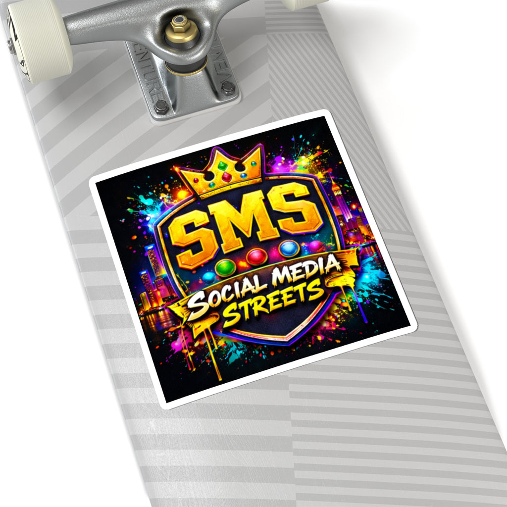 SMS Social Media Streets Kiss-Cut Sticker — Colorful Urban Logo Sticker for Laptops & Gear