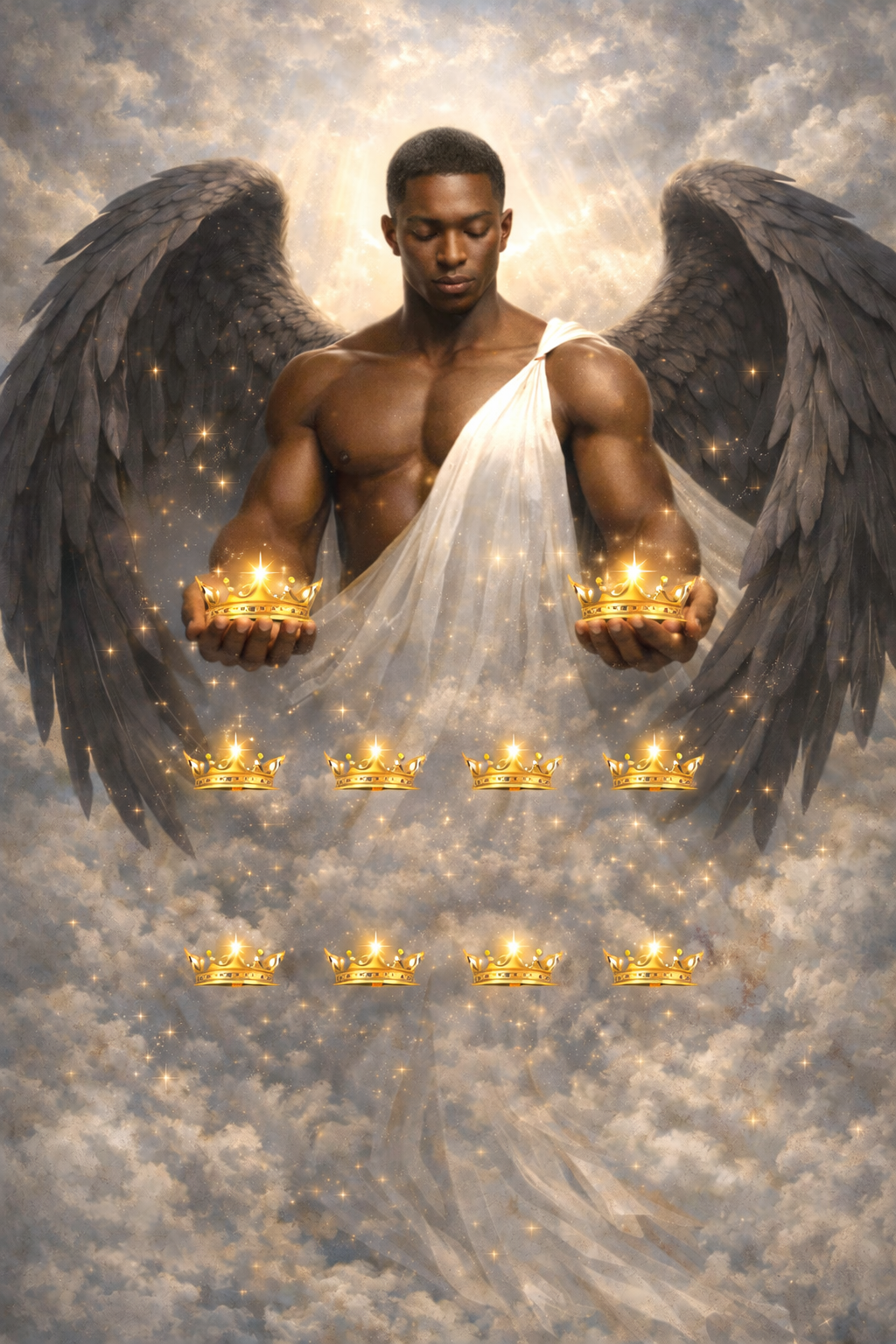 Angel Crowns™ iPhone Home Screen Wallpaper (Black Male Angel) — Crowns Edition