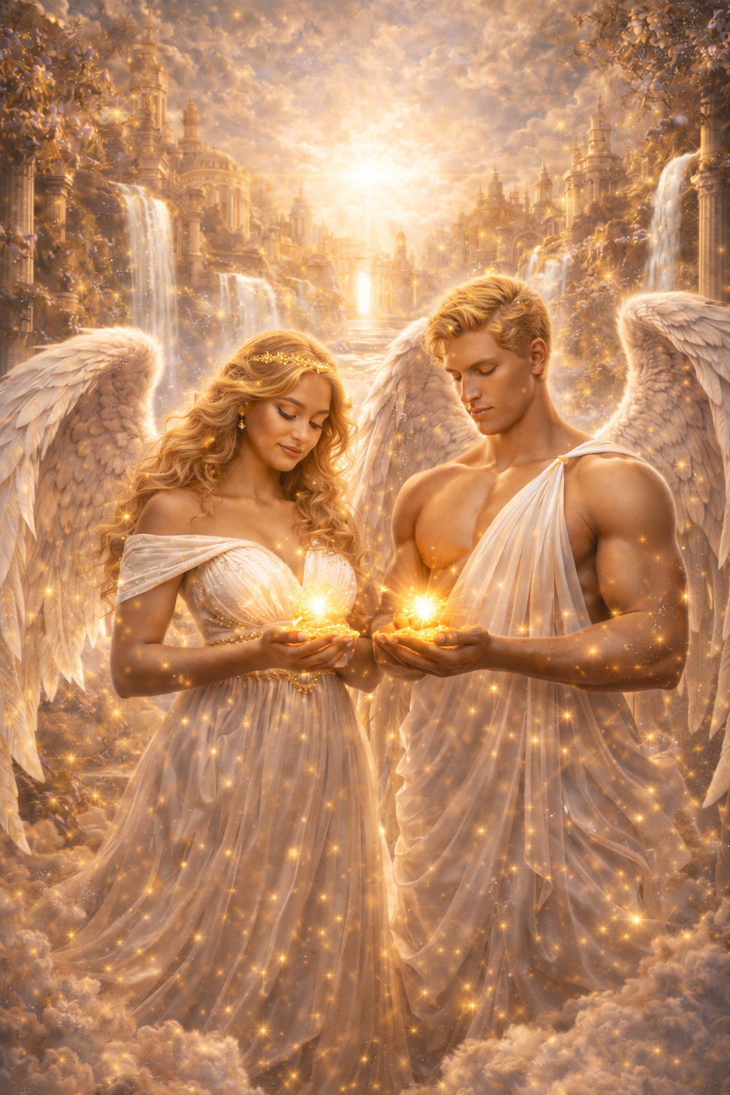 Celestial Embrace™ — Immersive iPhone Home Screen Wallpaper (Two Angels )