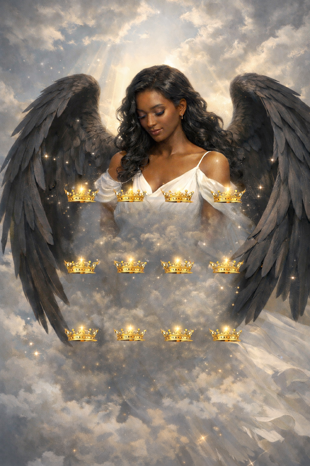 Angel Crowns™ iPhone Home Screen Wallpaper (Black Angel) — Crowns Edition